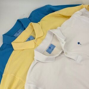 Lot of 3 Ben Silver Charleston Polo Shirt Mens XL Blue Palm Tree Short Sleeve